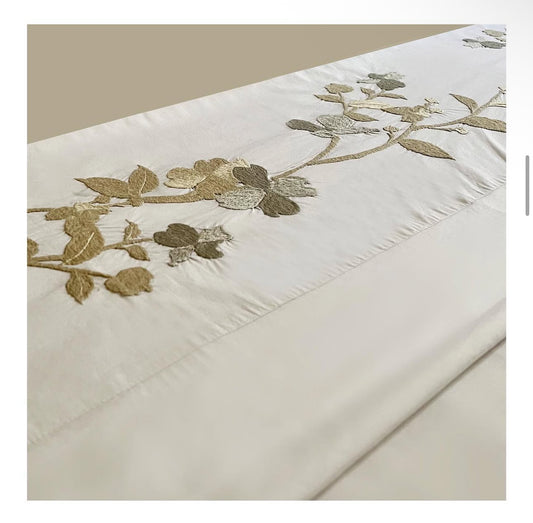 Floral Embroidered Flat Bedsheet Set