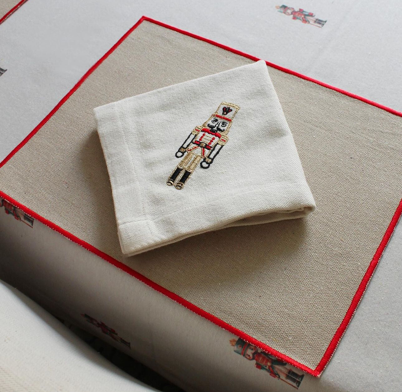 Rouge Red Boarder Embroidered Placemats