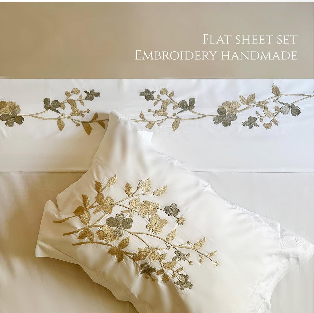 Floral Embroidered Flat Bedsheet Set